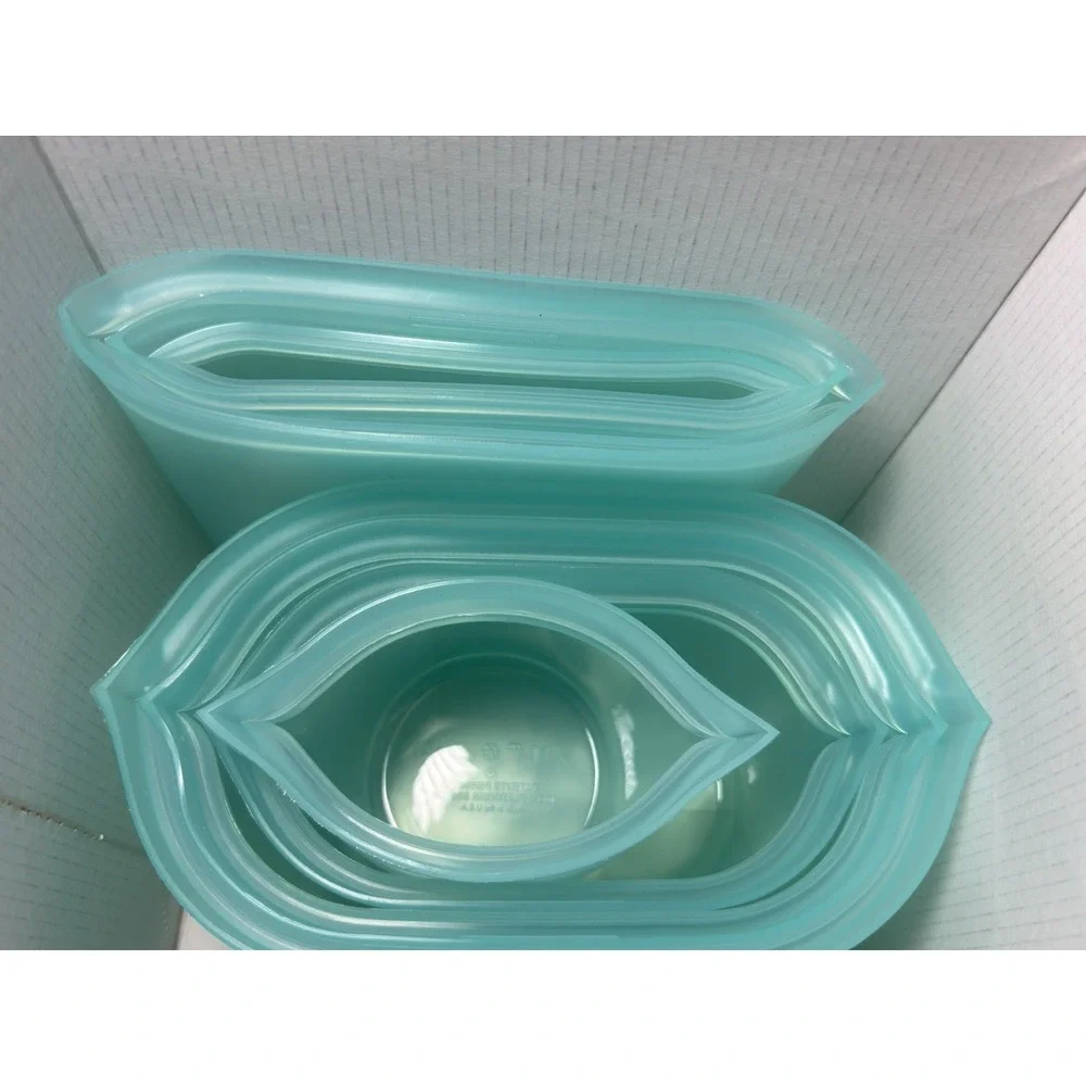 Zip Top Reusable Food Storage Bags |Full‎ Set of 10 [Blue] Silicone Containers
